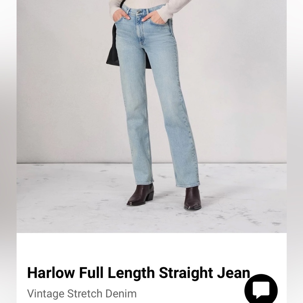 NWT Rag & Bone The Harlow Mid Rise Full Length Straight Jeans in Bloomfield Wash